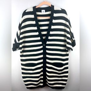 Cabi button cardigan Medium stripes blk/white